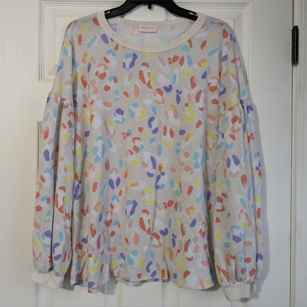 Hailey & Co Colorful Patterned Long Sleeve Shirt Size 1X